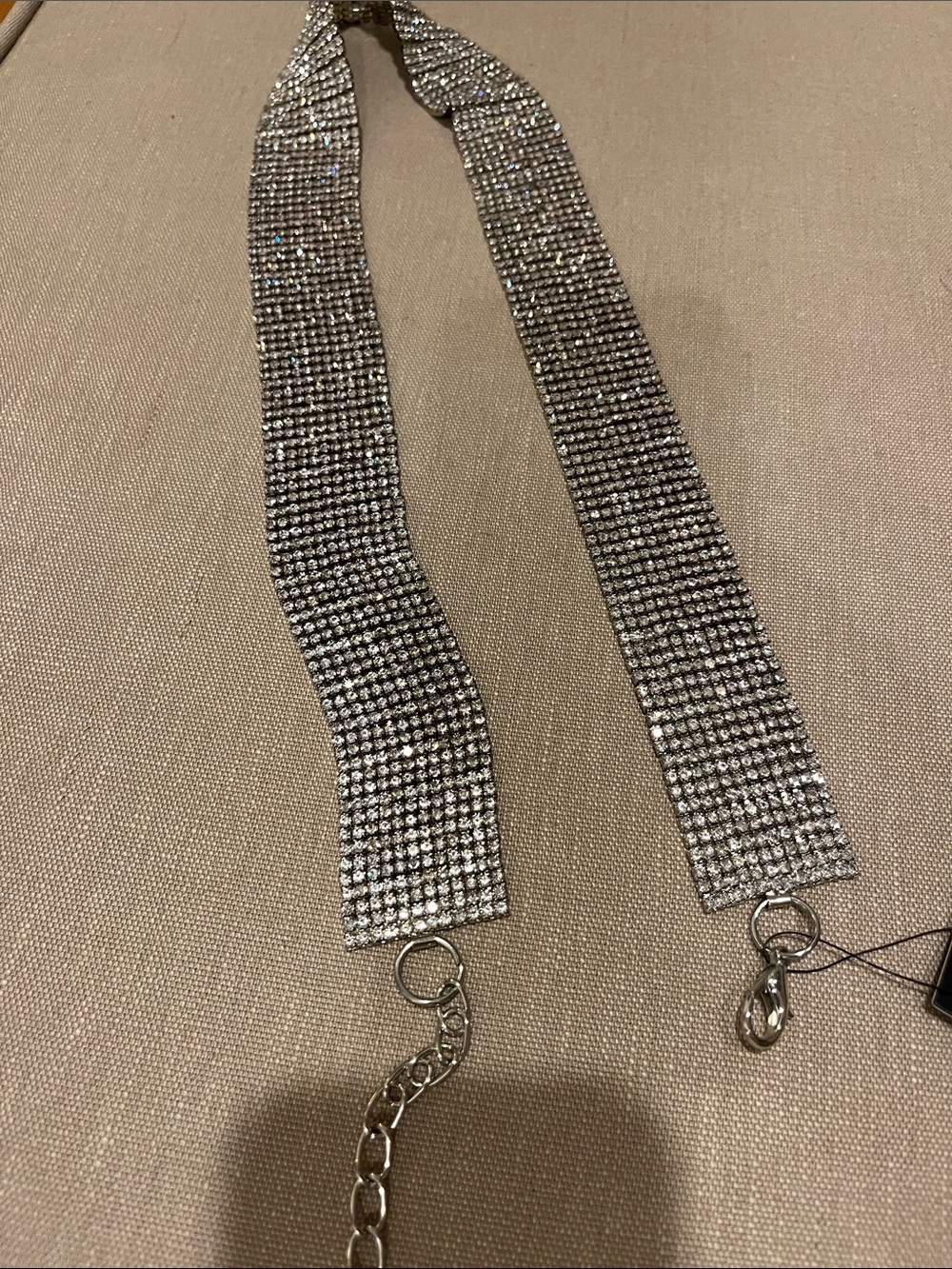 Y2K Silver Rhinestone Mesh Chain Size Belt - Picture 4 of 4